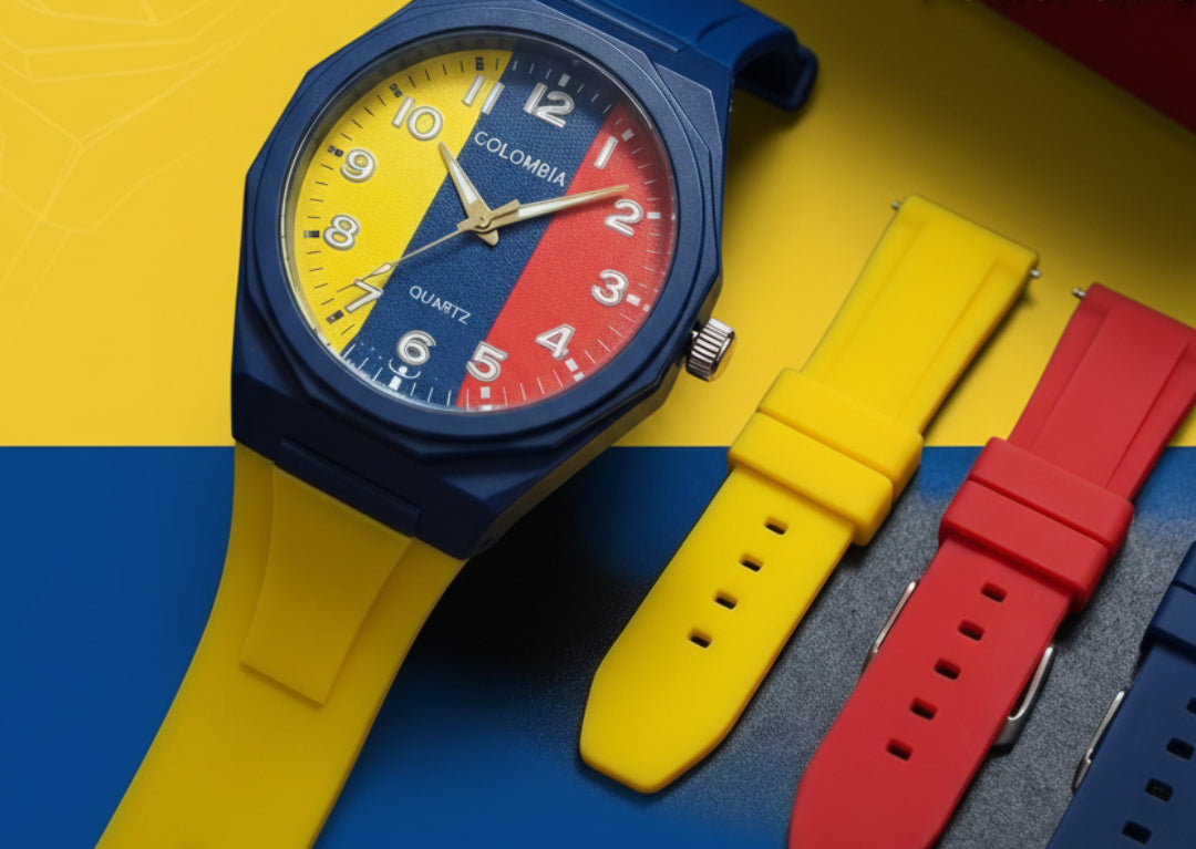Reloj Tricolor Colombia – Edición especial con 3 correas de regalo ⌚